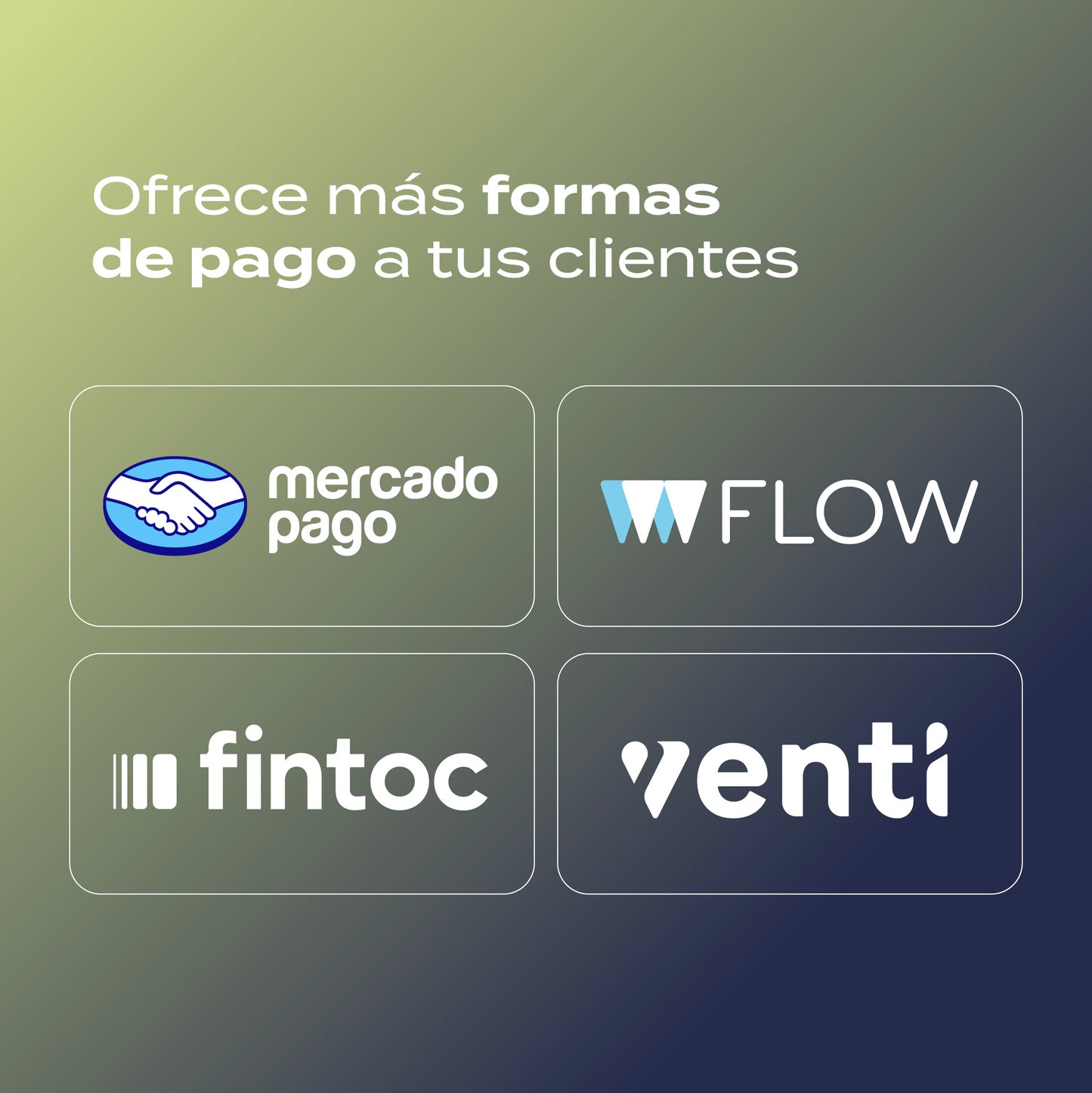 Agrega Pasarelas de Pago