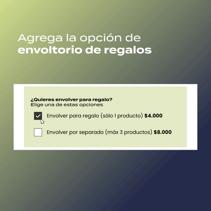 Módulo Envolver para regalo con De, Para y Mensaje