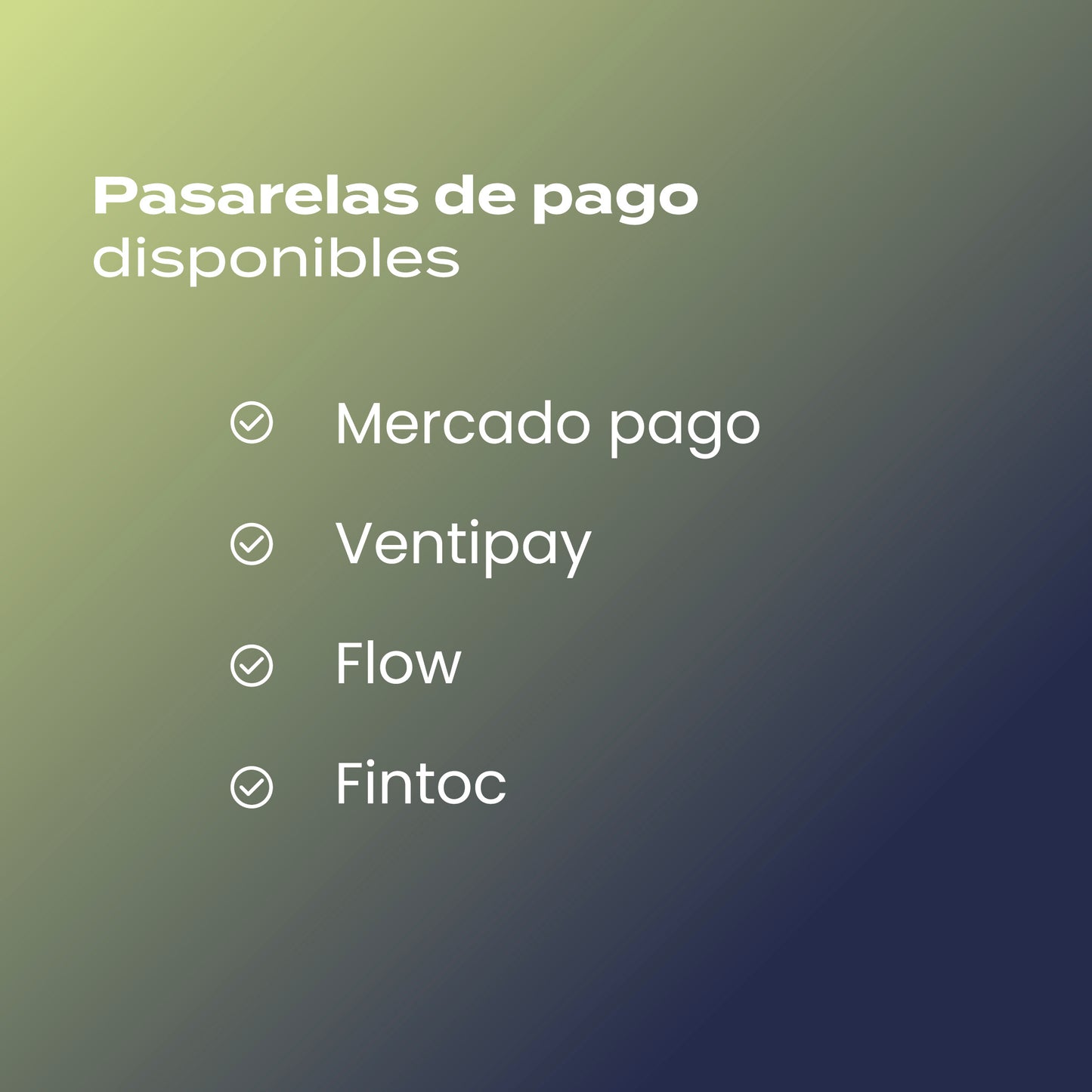 Agrega Pasarelas de Pago